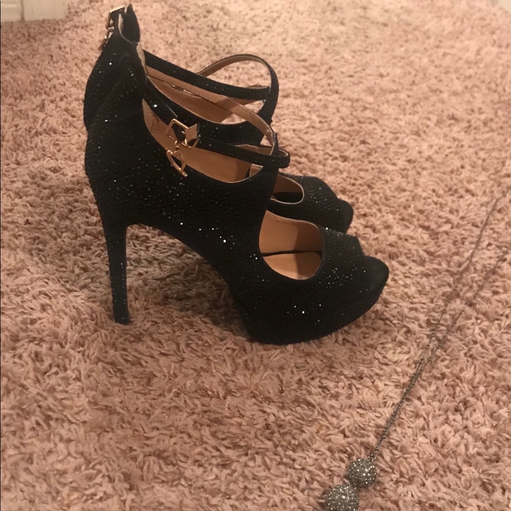 Black Crystal High Heels